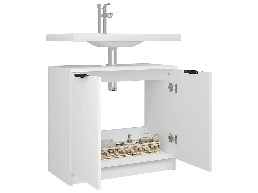 Armoire salle de bain Blanc 64,5x33,5x59 cm Bois d'ingénierie