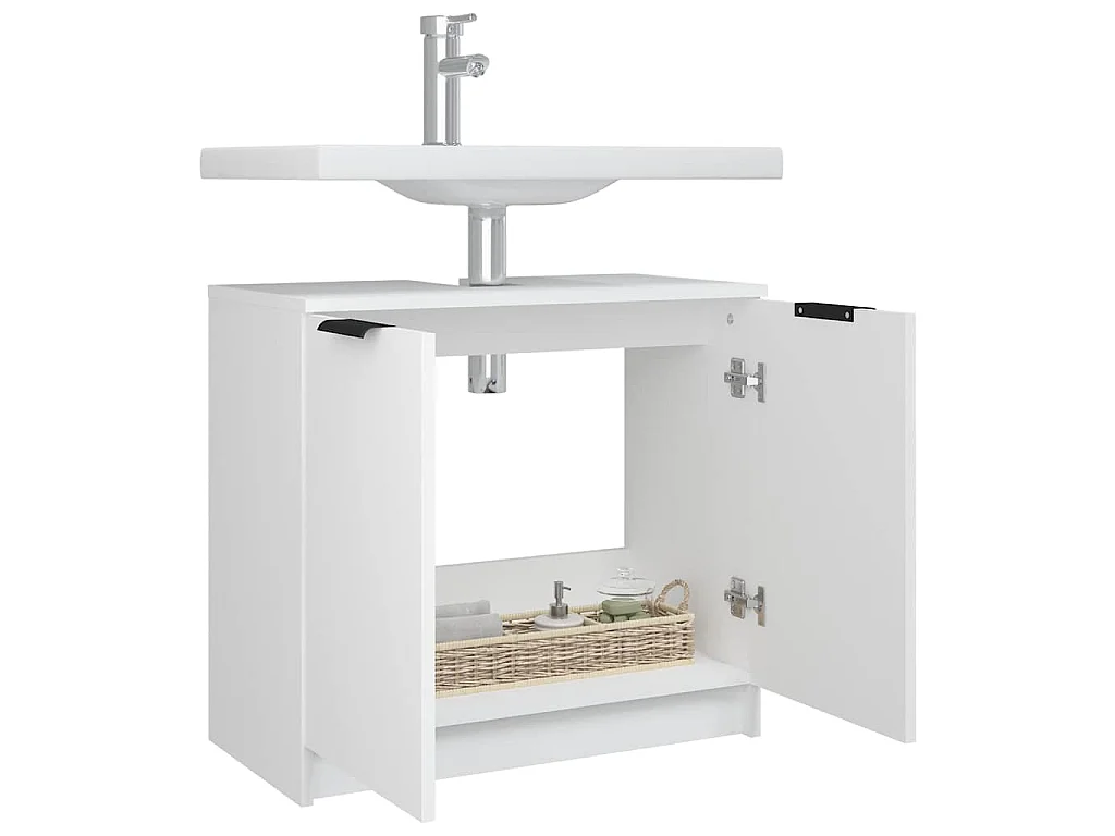 Armoire salle de bain Blanc 64,5x33,5x59 cm Bois d'ingénierie