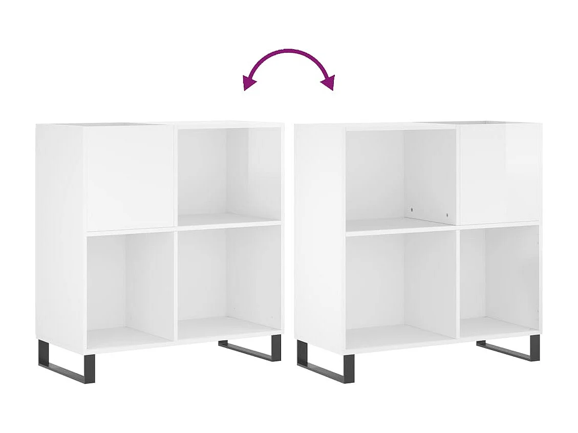 Armário p/ discos 84,5x38x89 cm deriv. madeira branco brilhante