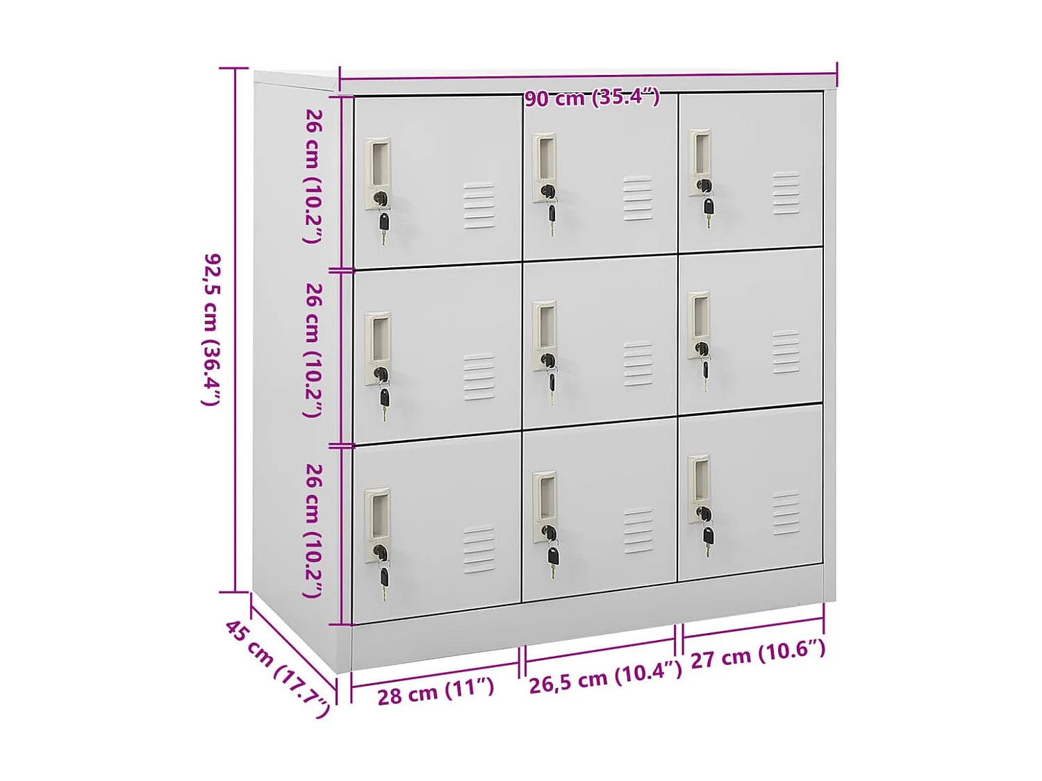 Armoire à casiers Gris clair 90x45x92,5 cm Acier