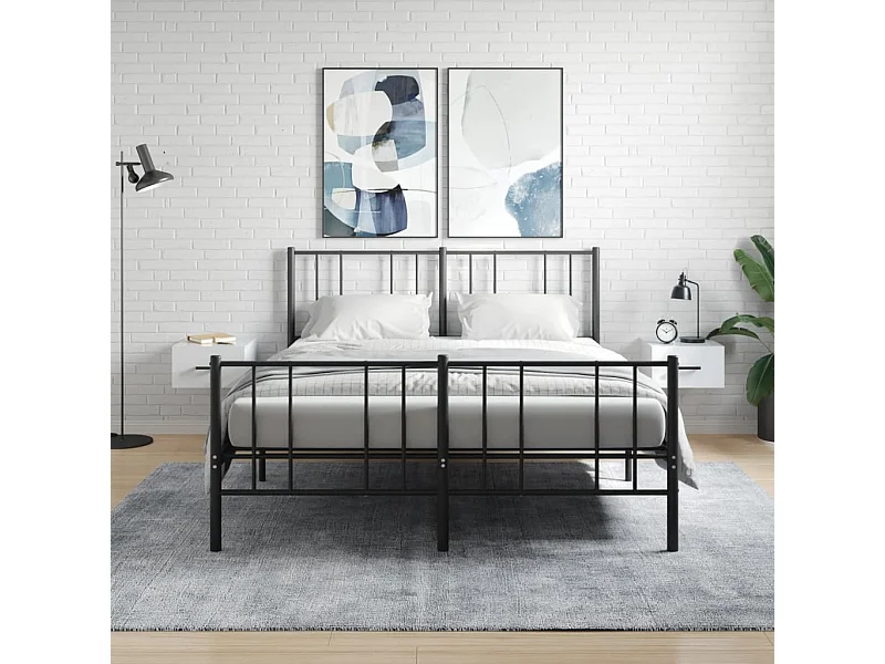 Mesitas de noche de pared 2 uds blanco brillo 35x35x20 cm