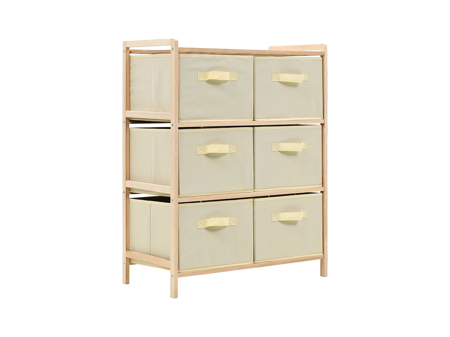 Korb-Kommode mit 6 Stoffkörben Zedernholz Beige