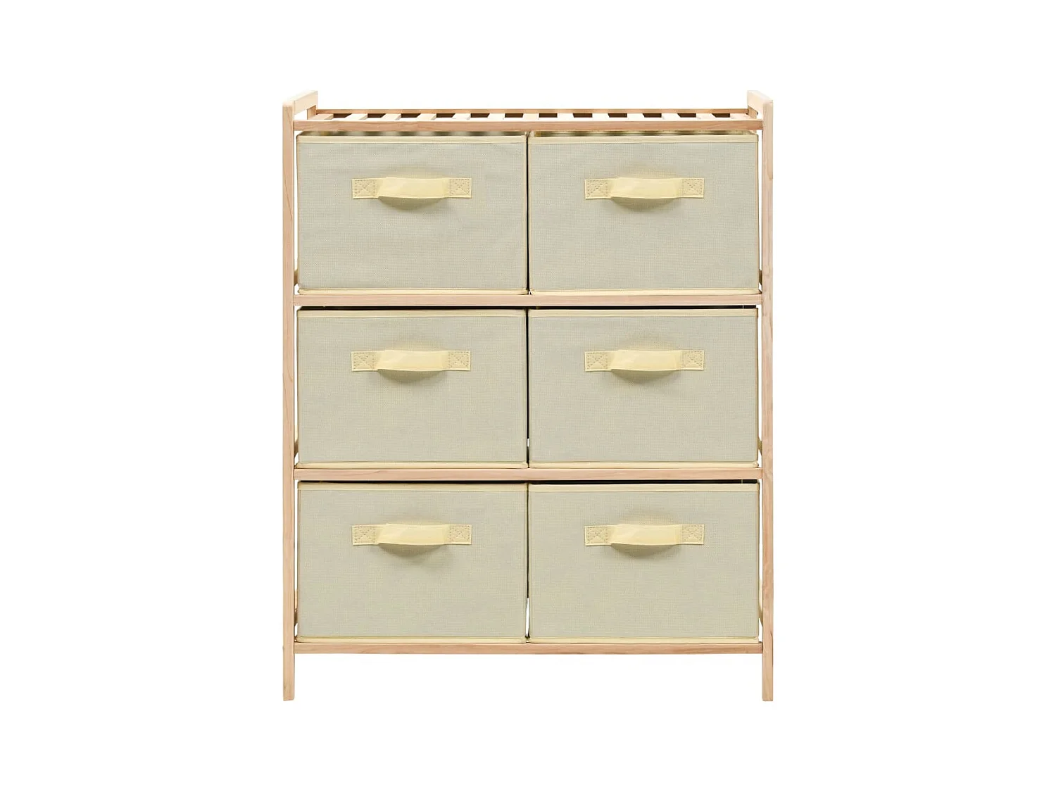 Korb-Kommode mit 6 Stoffkörben Zedernholz Beige