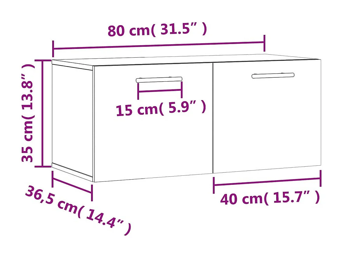 Wandkast 80x36,5x35 cm bewerkt hout sonoma eikenkleurig