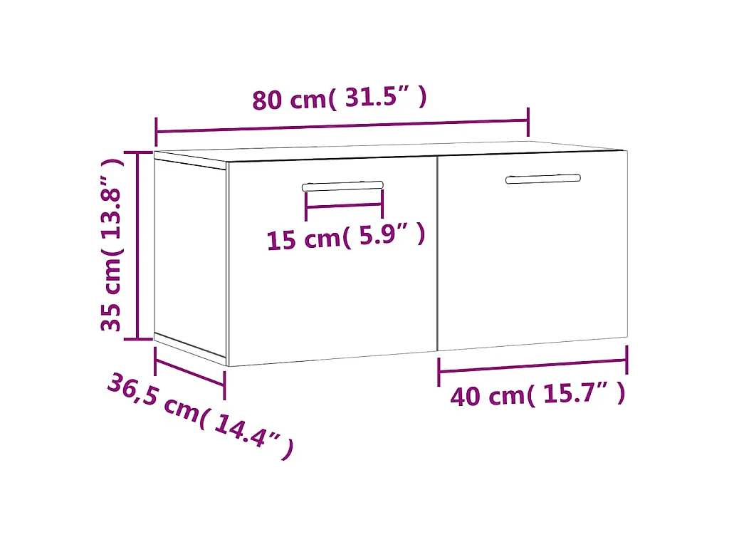 Mobile a Parete Rovere Sonoma 80x36,5x35 cm Legno Multistrato