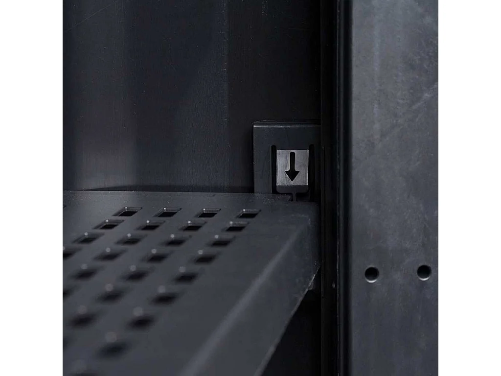 Armário arrumação para jardim c/ 3 prateleiras preto e cinzento