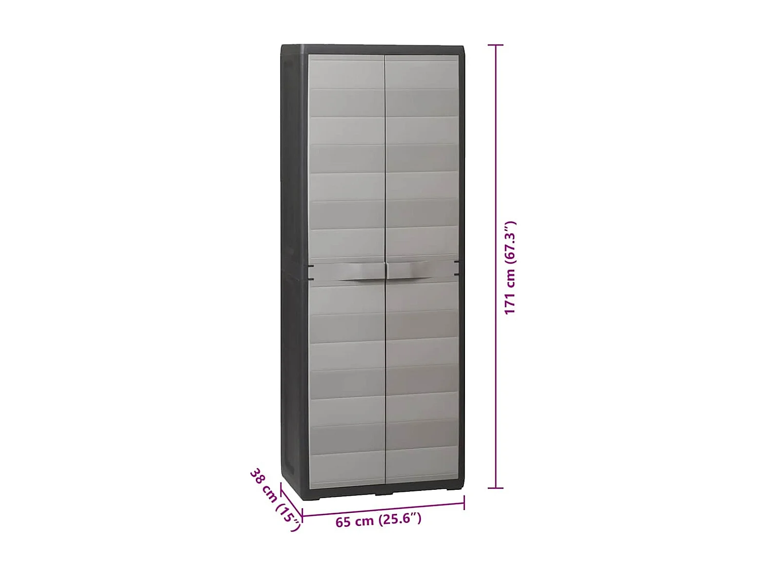 Armário arrumação para jardim c/ 3 prateleiras preto e cinzento