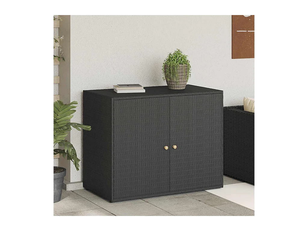 Tuinkast 100x55,5x80 cm poly rattan zwart