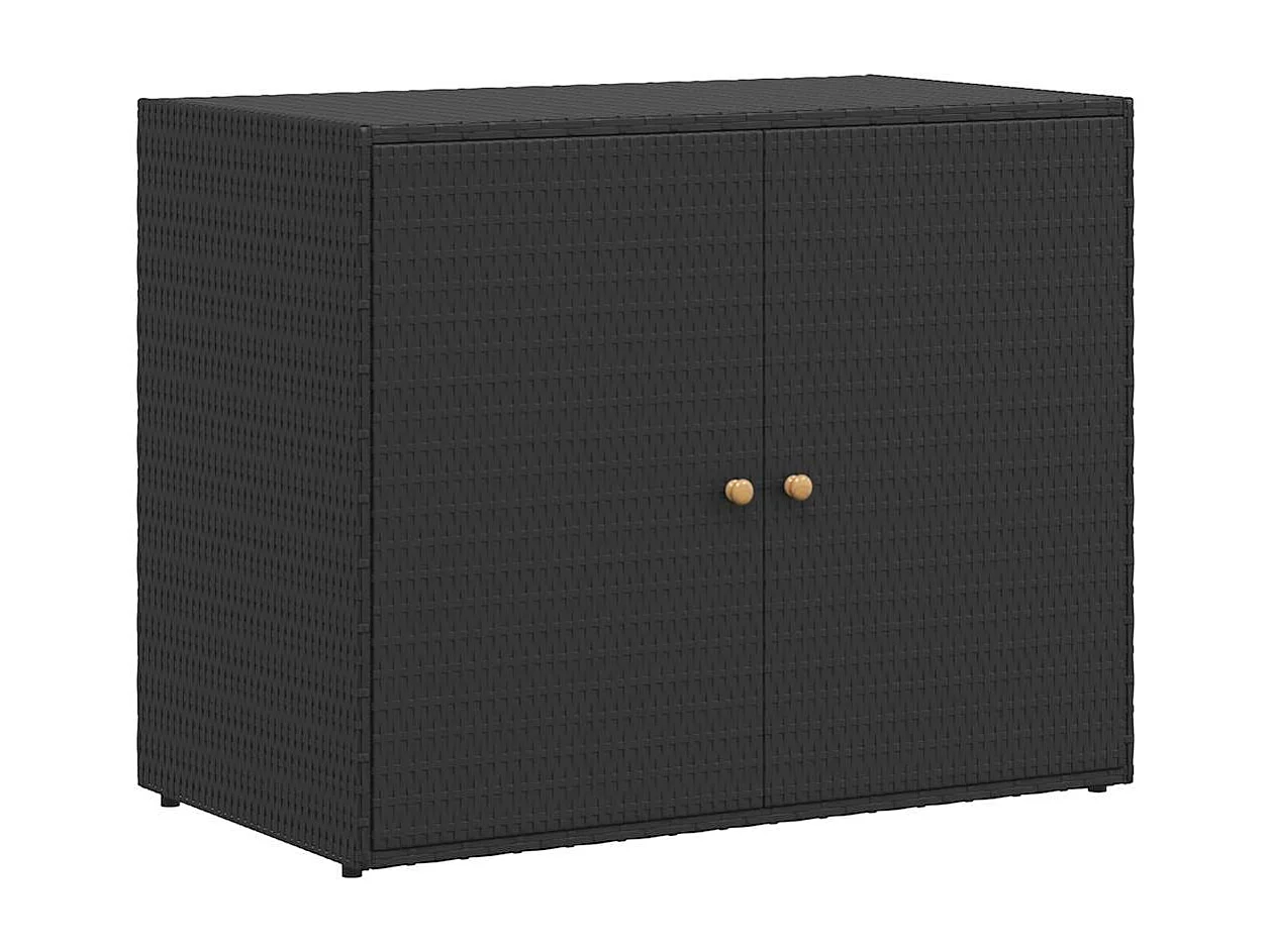 Mobiletto da giardino nero 100x55,5x80 cm in polyrattan