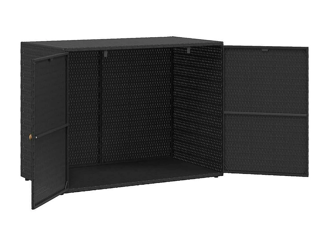 Mobiletto da giardino nero 100x55,5x80 cm in polyrattan