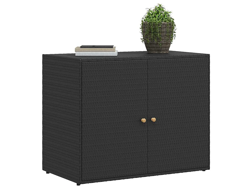 Armoire de rangement de jardin Noir 100x55,5x80 cm Résine tressée