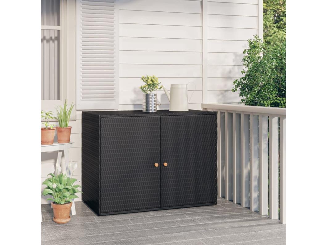 Tuinkast 100x55,5x80 cm poly rattan zwart