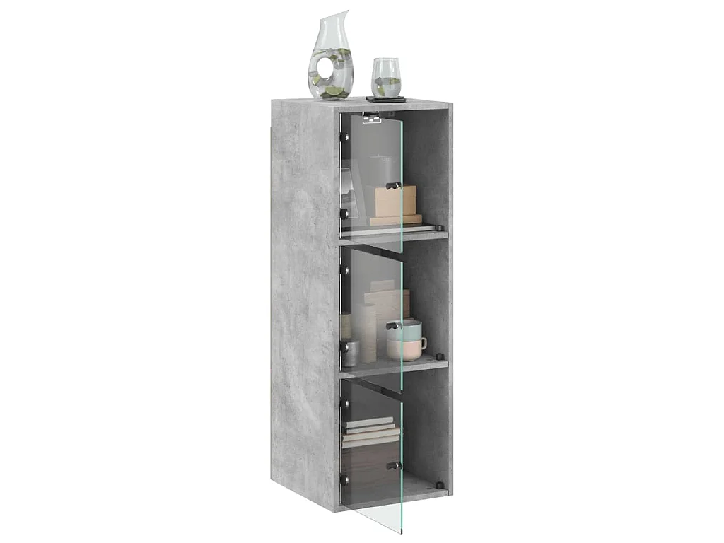 Wandschrank mit Glastüren Betongrau 35x37x100 cm