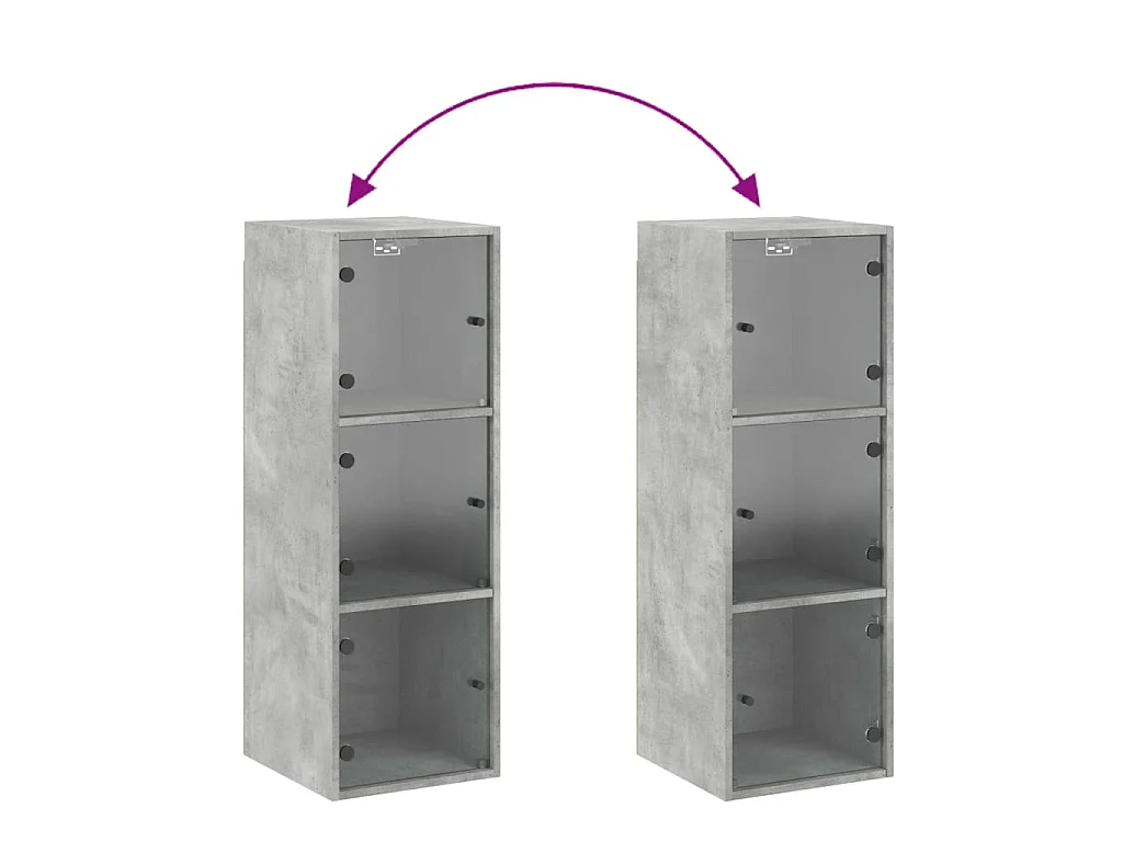 Wandschrank mit Glastüren Betongrau 35x37x100 cm