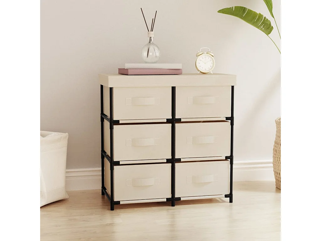 Armoire de rangement avec 6 tiroirs 55x29x55 cm Crème Acier