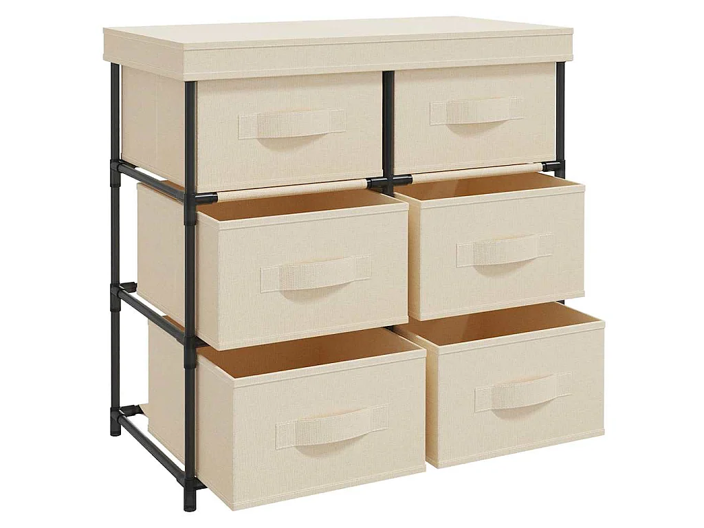 Armoire de rangement avec 6 tiroirs 55x29x55 cm Crème Acier