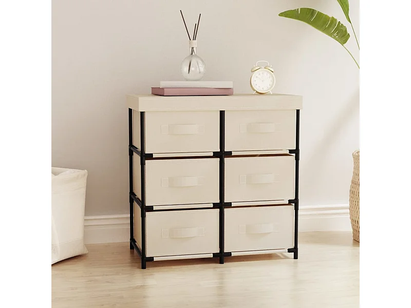 Armoire de rangement avec 6 tiroirs 55x29x55 cm Crème Acier