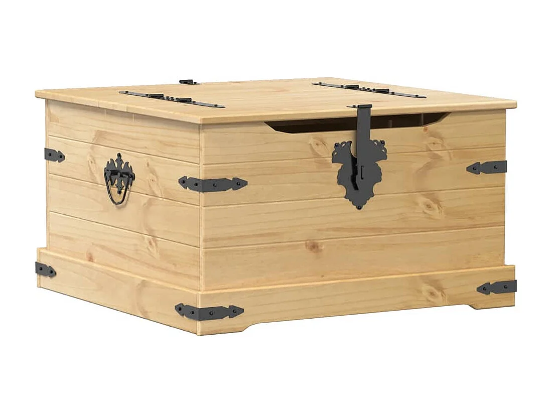 Caja de almacenaje Corona madera maciza de pino 78x78x45 cm