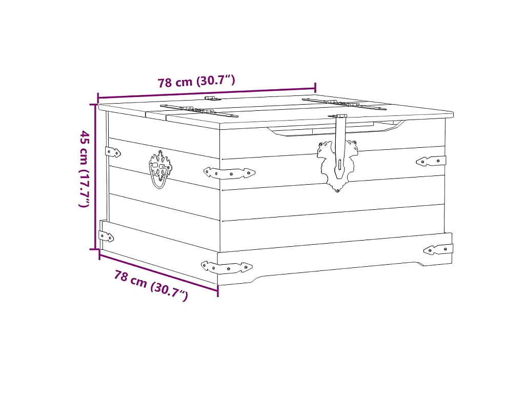 Opbergbox Corona 78x78x45 cm massief grenenhout