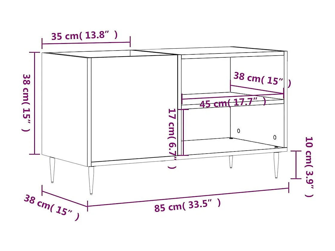 Plattenschrank Sonoma-Eiche 85x38x48 cm Holzwerkstoff