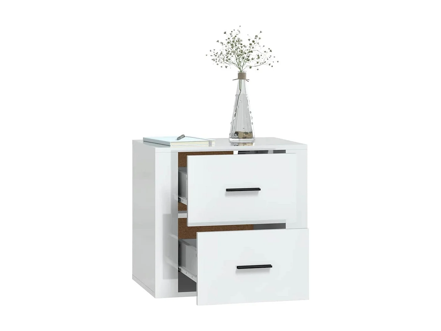 Table de chevet murale Blanc brillant 50x36x47 cm