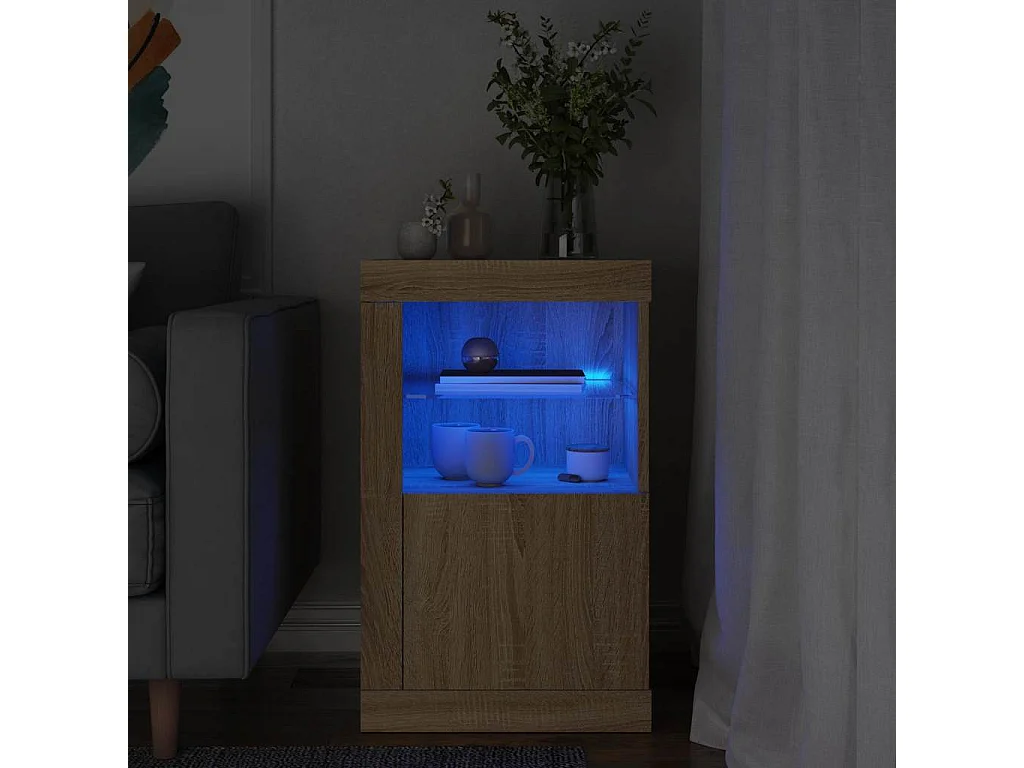 Armoire latérale avec lumières LED chêne sonoma