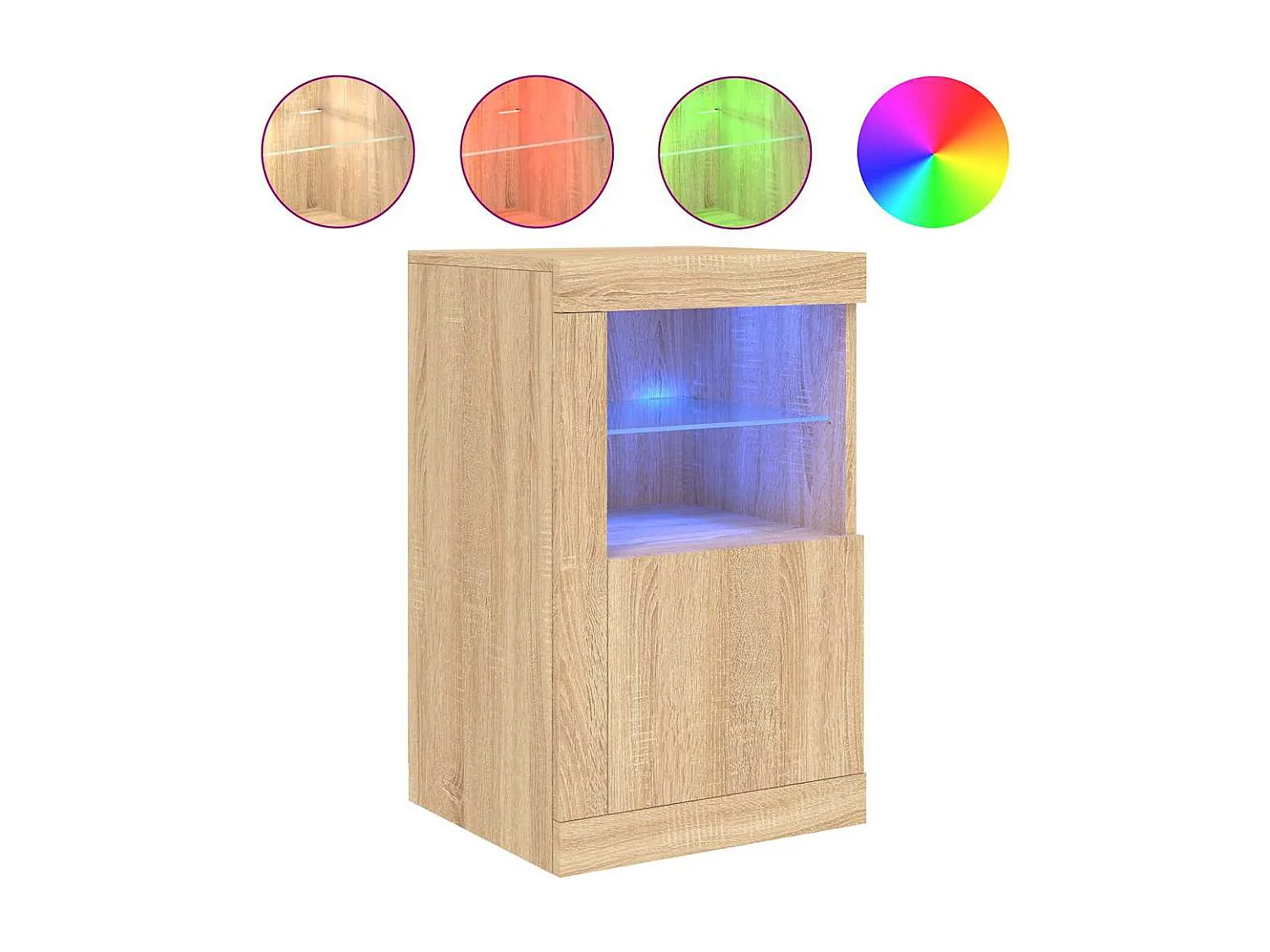 Armoire latérale avec lumières LED chêne sonoma