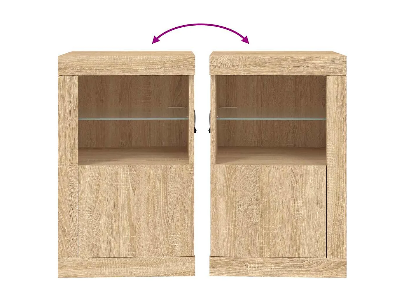 Armoire latérale avec lumières LED chêne sonoma