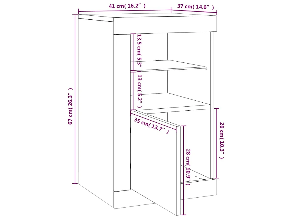 Armoire latérale avec lumières LED chêne sonoma
