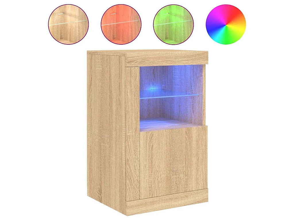 Armoire latérale avec lumières LED chêne sonoma