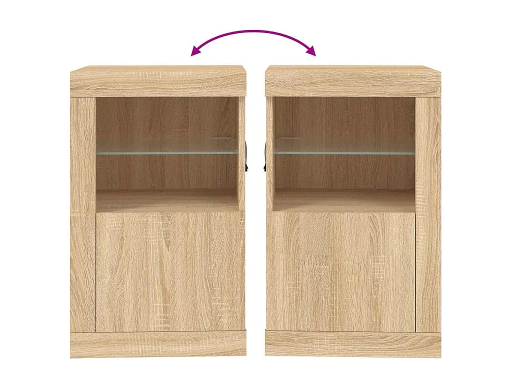 Armoire latérale avec lumières LED chêne sonoma