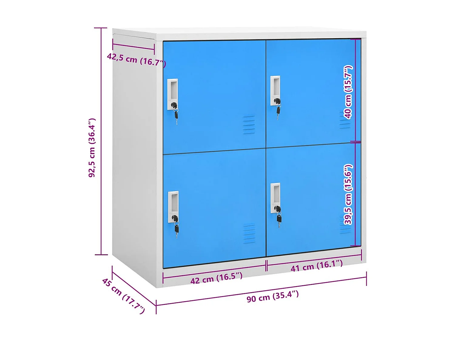 Armoire à casiers Gris clair et bleu 90x45x92,5 cm Acier
