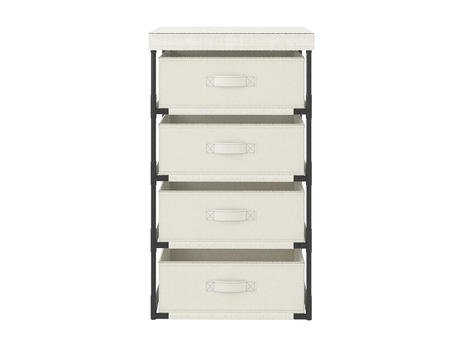 Estante de almacenamiento 4 cestas de tela acero crema