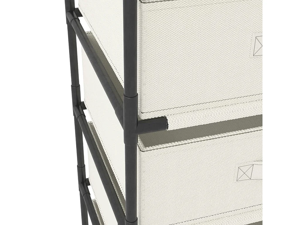 Étagère de rangement avec 4 paniers en tissu Acier Crème