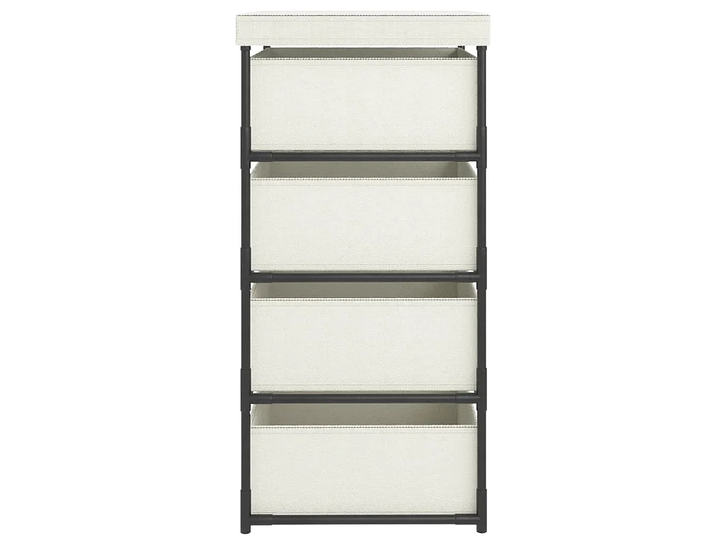 Étagère de rangement avec 4 paniers en tissu Acier Crème