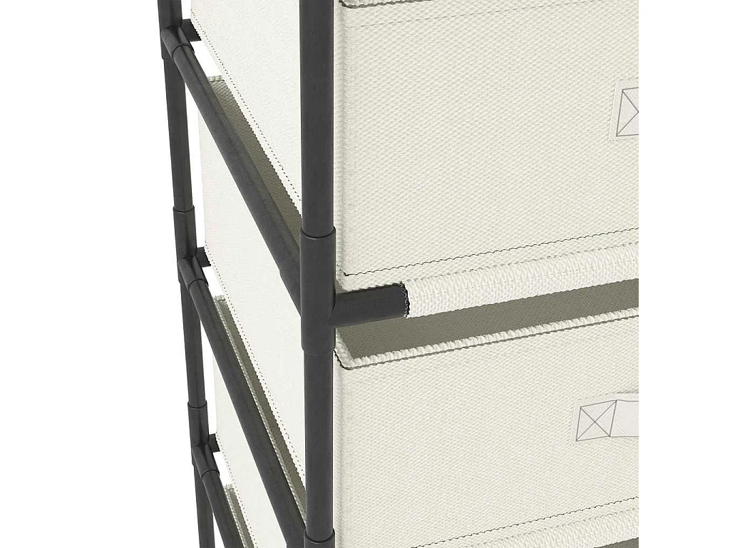 Étagère de rangement avec 4 paniers en tissu Acier Crème