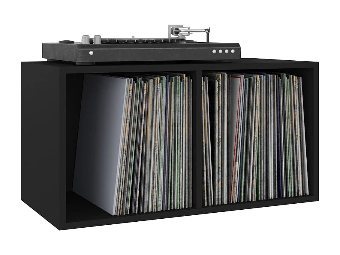 Schallplatten-Aufbewahrungsbox Schwarz 71x34x36cm Holzwerkstoff