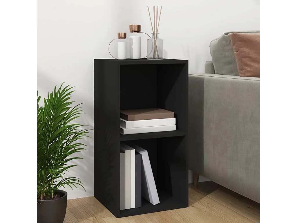 Boîte de rangement de vinyles Noir 71x34x36cm Bois d'ingénierie