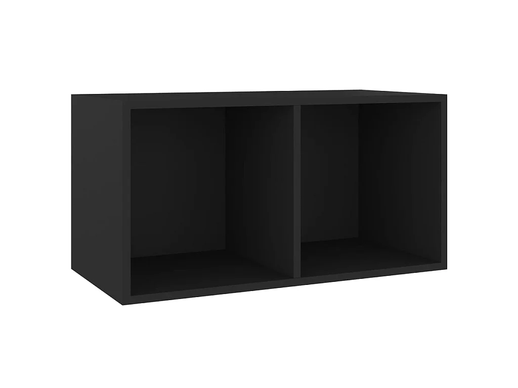 Boîte de rangement de vinyles Noir 71x34x36cm Bois d'ingénierie