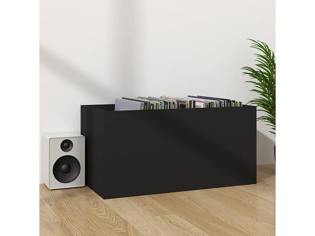 Boîte de rangement de vinyles Noir 71x34x36cm Bois d'ingénierie