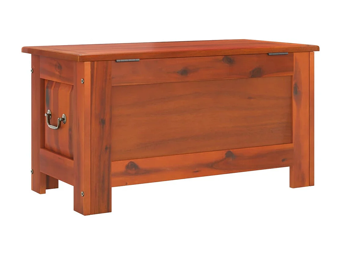 Coffre de rangement avec couvercle marron bois massif d'acacia