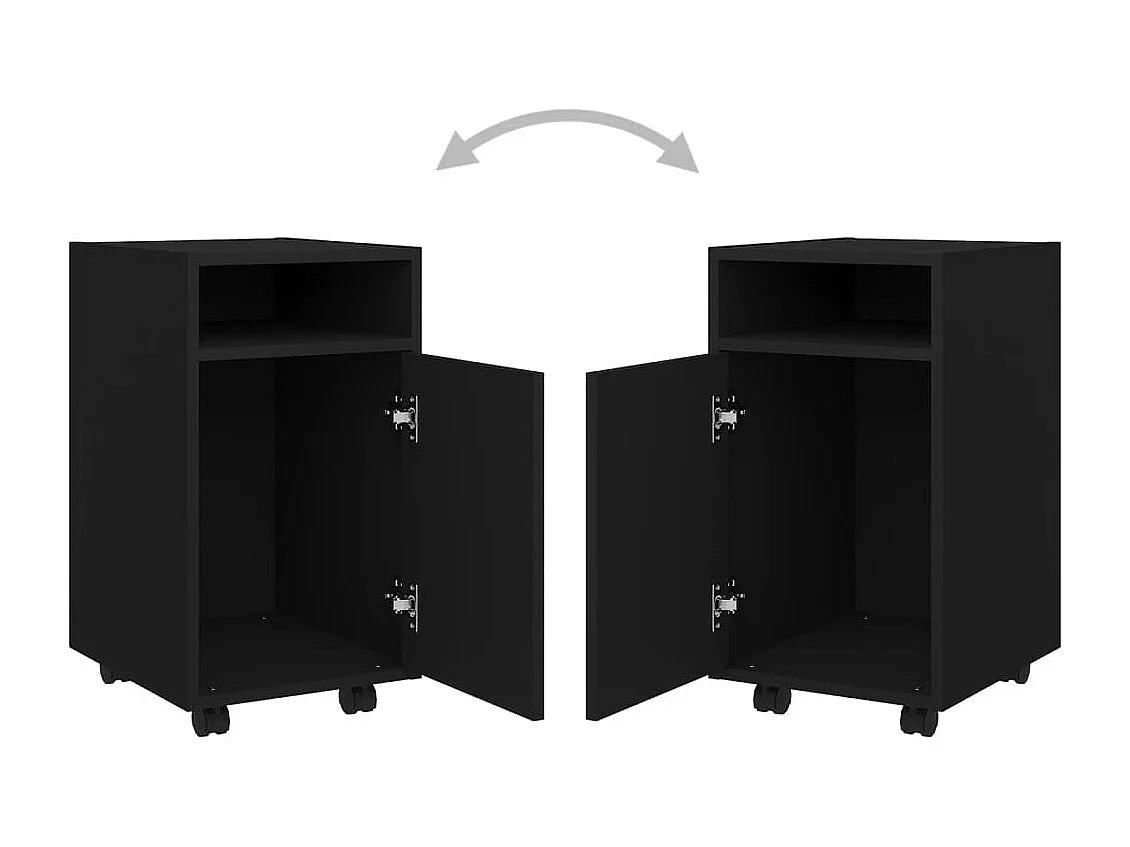 Armoire latérale avec roues Noir 33x38x60 cm Bois d’ingénierie
