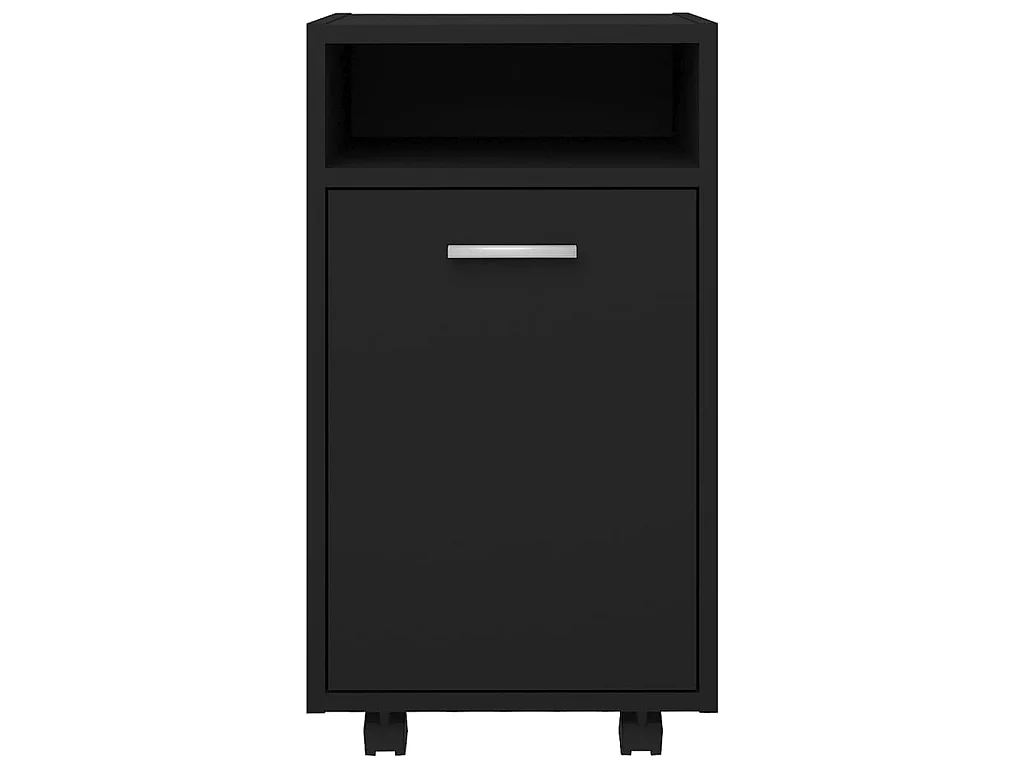 Armoire latérale avec roues Noir 33x38x60 cm Bois d’ingénierie