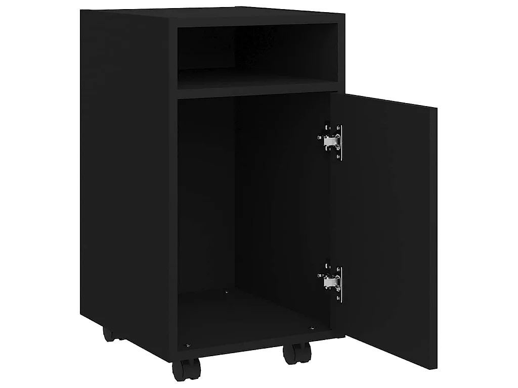 Bijzetkast met wielen 33x38x60 cm bewerkt hout zwart
