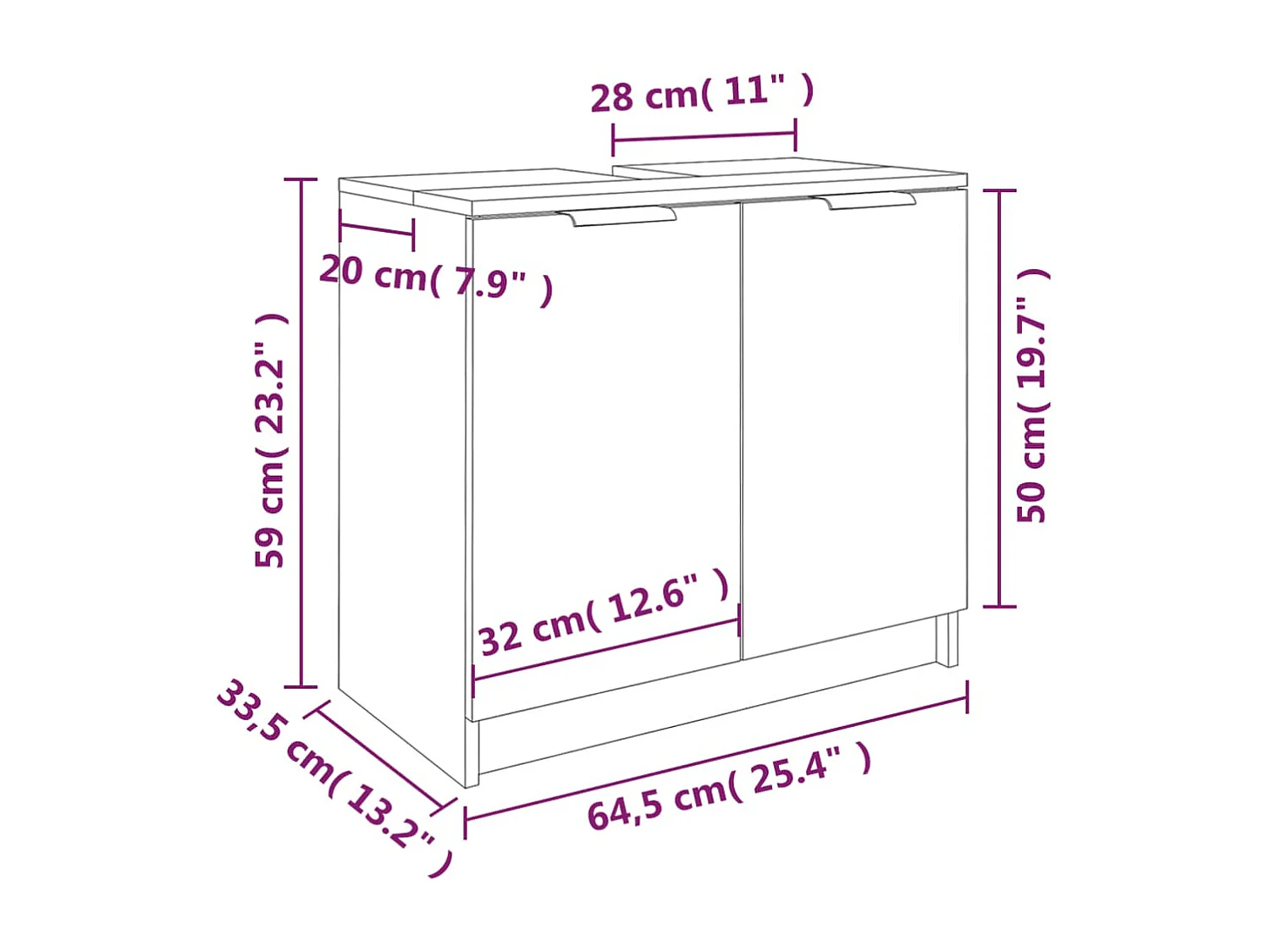 Armoire de bain Sonoma gris 64,5x33,5x59 cm Bois d'ingénierie
