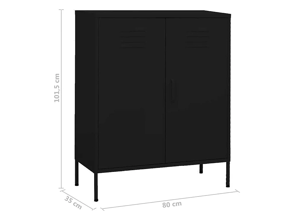 Armadietto Nero 80x35x101,5 cm in Acciaio