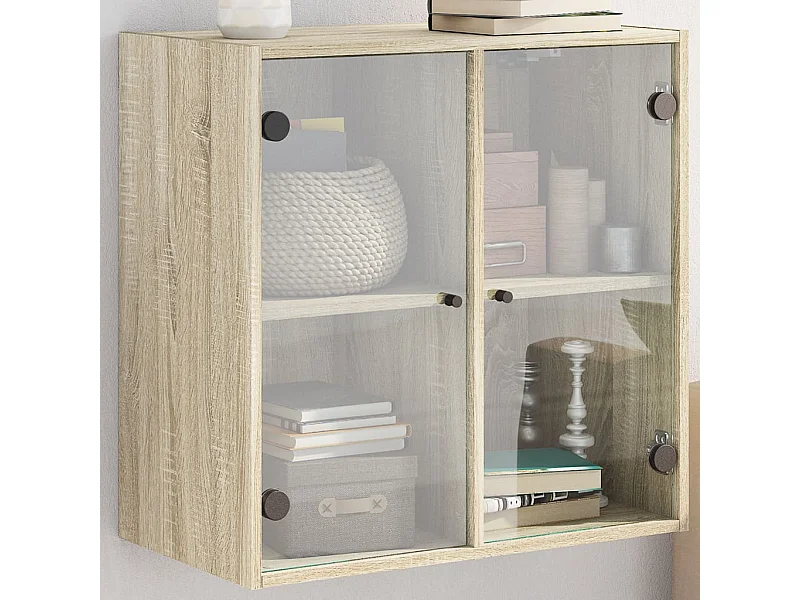Wandschrank mit Glastüren Sonoma-Eiche 68x37x68,5 cm