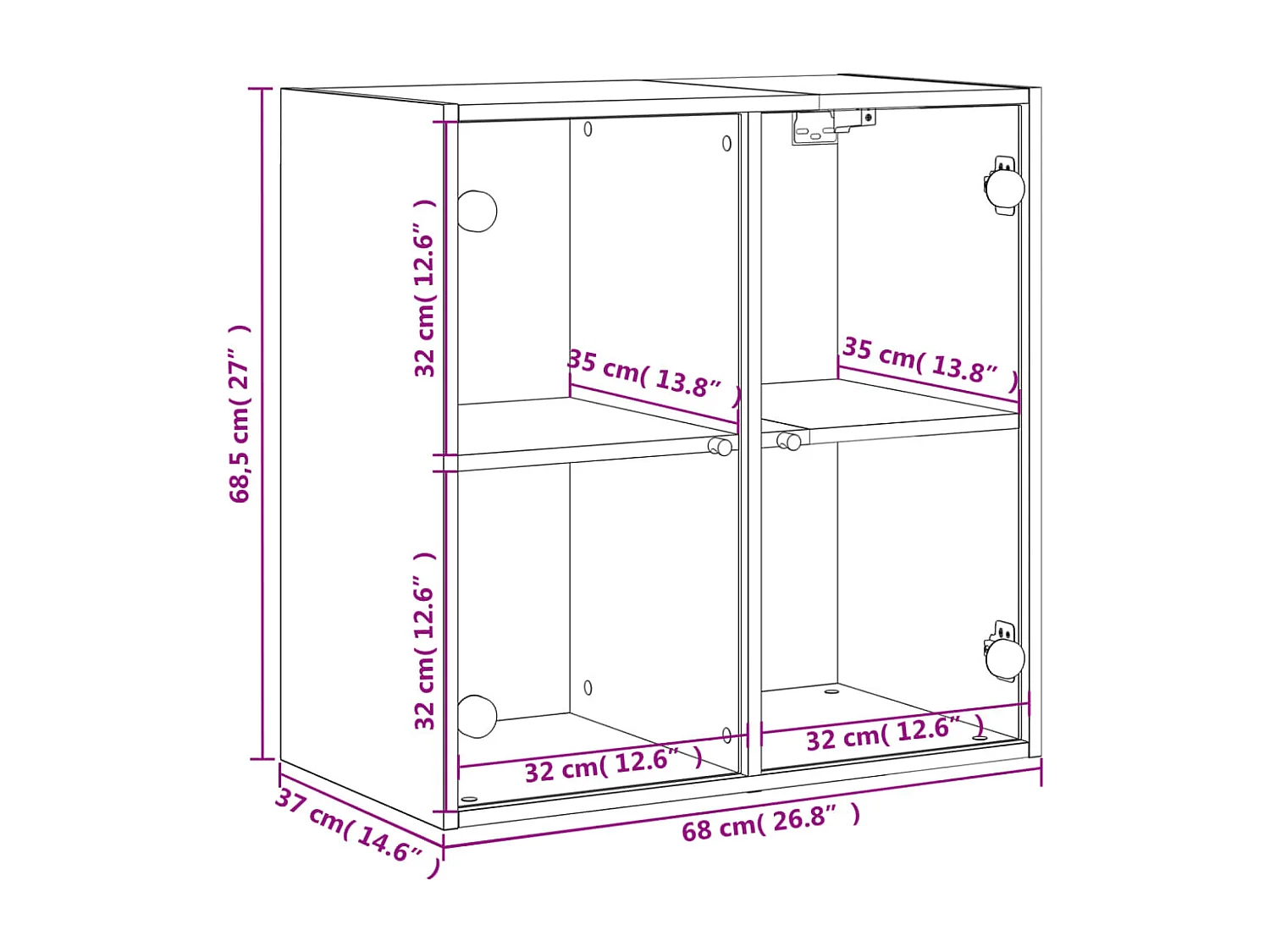 Armoire murale avec portes en verre chêne sonoma 68x37x68,5 cm