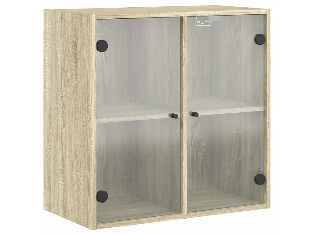 Armário de parede c/ portas vidro 68x37x68,5 cm carvalho sonoma