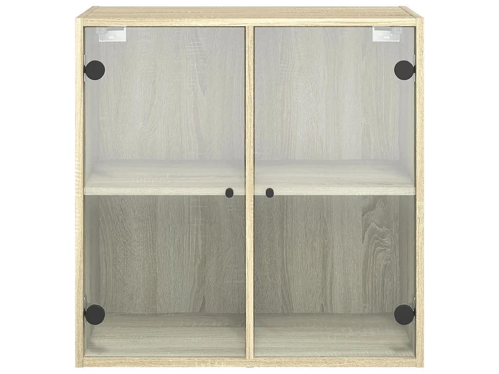 Armário de parede c/ portas vidro 68x37x68,5 cm carvalho sonoma